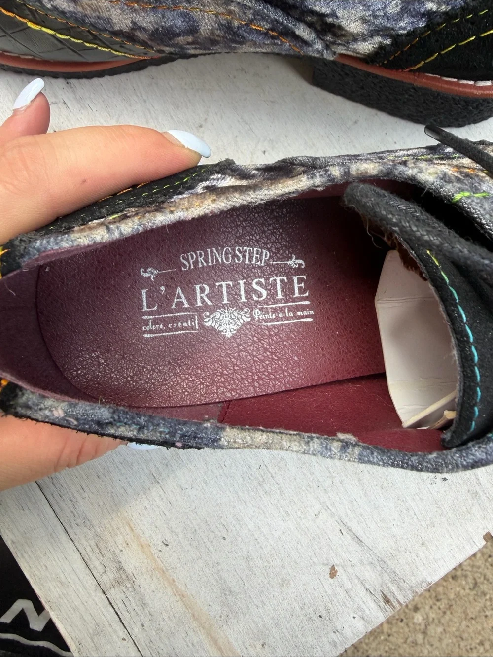 L’Artiste - Spring Step Leather Oxford Shoes Floral Rainbow Stitch – Sz. 37